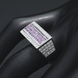 18ct White Gold Pink Sapphire And Diamond Ring