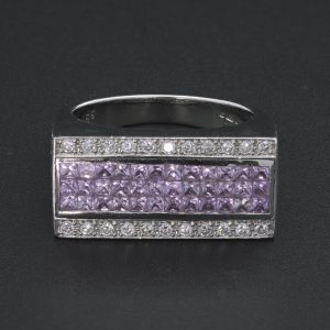 18ct White Gold Pink Sapphire And Diamond Ring