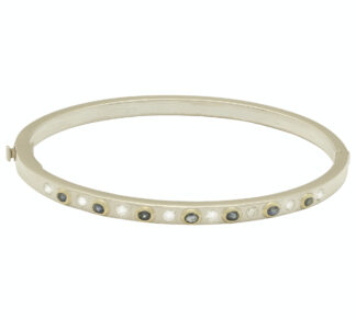 18ct White Gold Diamond and Sapphire Hinge Bangle