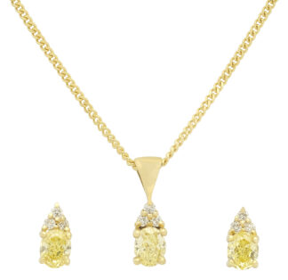 18ct Yellow Gold 0.62ct Fancy Yellow Diamond Earring & Necklace 18"