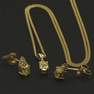 18ct Yellow Gold 0.62ct Fancy Yellow Diamond Earring & Necklace 18″