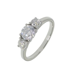 Platinum 1.00ct Diamond Trilogy Ring