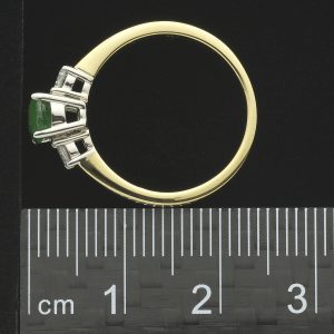 18ct Yellow Gold 0.50ct Emerald 0.15ct Diamond Trilogy Ring