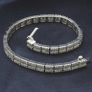 18ct White Gold 4.55ct Diamond Line Bracelet 7″ 5mm