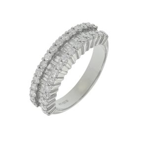 18ct White Gold 1.09ct Diamond 3 Row Half Eternity Ring