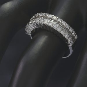 18ct White Gold 1.09ct Diamond 3 Row Half Eternity Ring