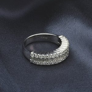 18ct White Gold 1.09ct Diamond 3 Row Half Eternity Ring