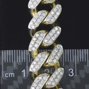 9ct Yellow Gold 7.36ct Diamond Cuban Bracelet 8.5″ 14.3mm
