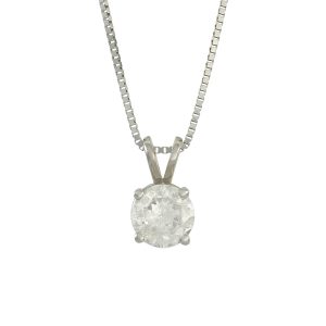 18ct White Gold 0.91ct Diamond Solitaire Necklace 18&#8243;