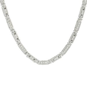 18ct White Gold 12.62ct Diamond Bar Chain 25&#8243; 4mm