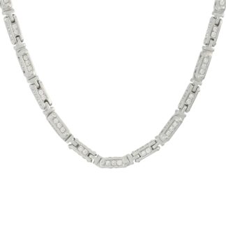 18ct White Gold 12.62ct Diamond Bar Chain 25" 4mm
