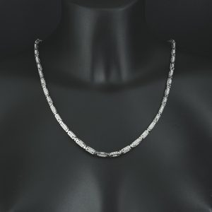 18ct White Gold 12.62ct Diamond Bar Chain 25&#8243; 4mm