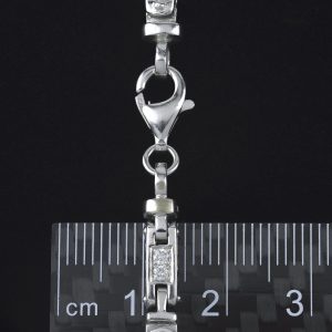 18ct White Gold 12.62ct Diamond Bar Chain 25&#8243; 4mm