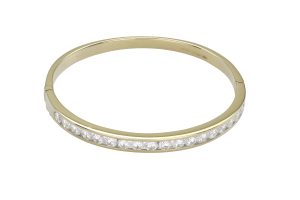 18ct Yellow Gold 3.00ct Diamond Hinge Bangle