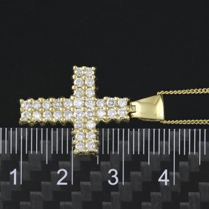 18ct Yellow Gold 1.00ct Diamond Latin Cross Necklace 18&#8243;