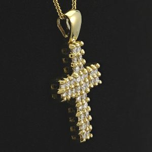 18ct Yellow Gold 1.00ct Diamond Latin Cross Necklace 18&#8243;
