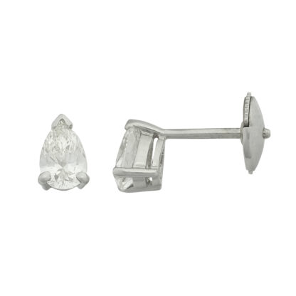 18ct White Gold 1.05ct Pear Shape Diamond Stud Earrings