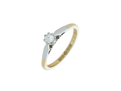 18ct Yellow & white gold 0.20ct diamond solitaire ring