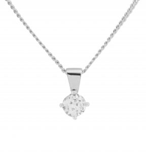 18ct Single Stone Diamond Pendant &#038; Chain