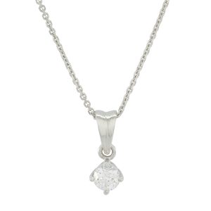 18ct White Gold 0.25ct Diamond Pendant &#038; Chain