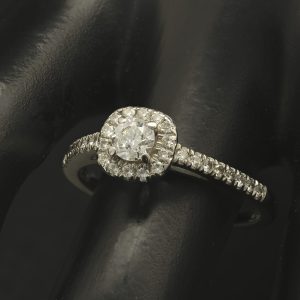 9ct White Gold 0.50ct Diamond Halo Set Engagement Ring