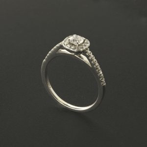9ct White Gold 0.50ct Diamond Halo Set Engagement Ring