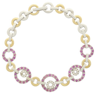 9ct Yellow And White Gold 1.75ct Ruby & 0.20ct Diamond Bracelet