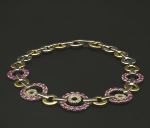 9ct Yellow And White Gold 1.75ct Ruby &#038; 0.20ct Diamond Bracelet