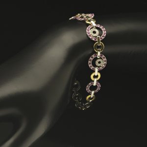 9ct Yellow And White Gold 1.75ct Ruby &#038; 0.20ct Diamond Bracelet