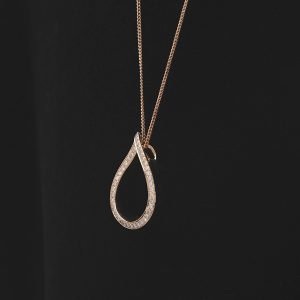 18ct Rose Gold 0.40ct Diamond Tear Drop Necklace 18&#8243;