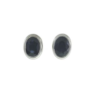 18ct White Gold Oval Sapphire Stud Earrings 0.60ct