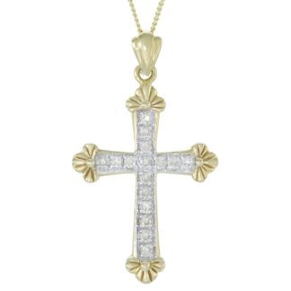 18ct Yellow Gold 0.50ct Diamond Cross Necklace 18"