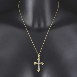 18ct Yellow Gold 0.50ct Diamond Cross Necklace 18&#8243;