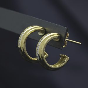 18ct Yellow Gold 0.10ct Diamond Half-Hoop Earrings