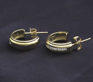 18ct Yellow Gold 0.10ct Diamond Half-Hoop Earrings