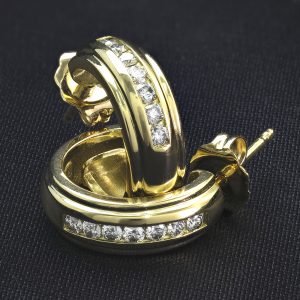 18ct Yellow Gold 0.10ct Diamond Half-Hoop Earrings