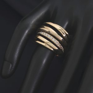 18ct Rose Gold 0.20ct Diamond Seven Row Crossover Dress Ring