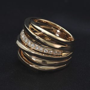 18ct Rose Gold 0.20ct Diamond Seven Row Crossover Dress Ring