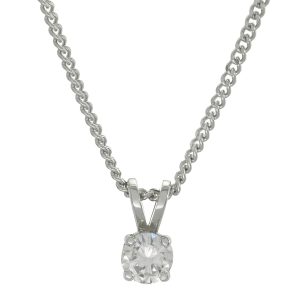 18ct White Gold 0.30ct Diamond Solitaire Necklace 16&#8243;