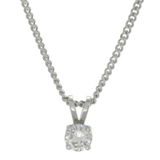 18ct White Gold 0.30ct Diamond Solitaire Necklace 16"