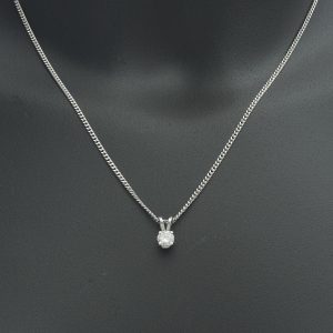 18ct White Gold 0.30ct Diamond Solitaire Necklace 16&#8243;