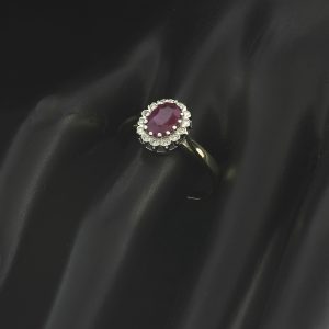 9ct Yellow Gold 0.60ct Ruby & 0.12ct Diamond Cluster Ring