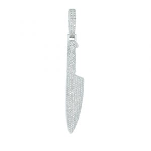 9ct White Gold 0.99ct Diamond Chef&#8217;s Knife Pendant