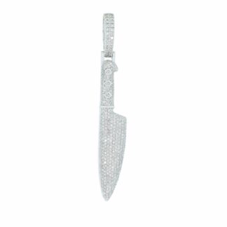 9ct White Gold 0.99ct Diamond Chef's Knife Pendant