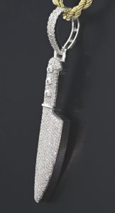 9ct White Gold 0.99ct Diamond Chef’s Knife Pendant