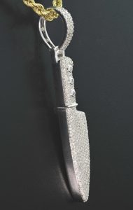 9ct White Gold 0.99ct Diamond Chef’s Knife Pendant