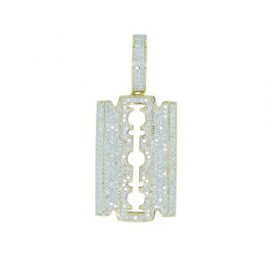 9ct Yellow Gold 1.61ct Diamond Barber Blade Pendant