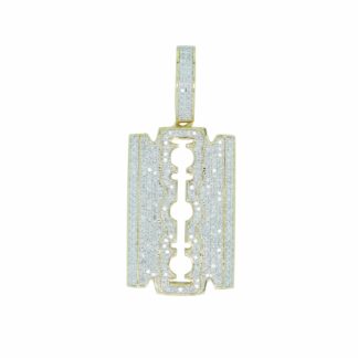 9ct Yellow Gold 1.61ct Diamond Barber Blade Pendant