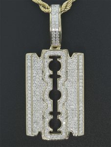 9ct Yellow Gold 1.61ct Diamond Barber Blade Pendant