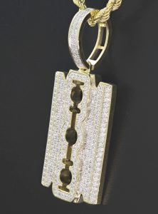 9ct Yellow Gold 1.61ct Diamond Barber Blade Pendant